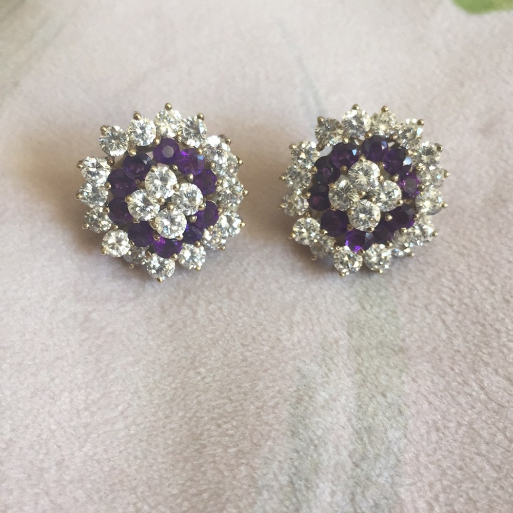 Vintage Clip on Rhinestone Earrings